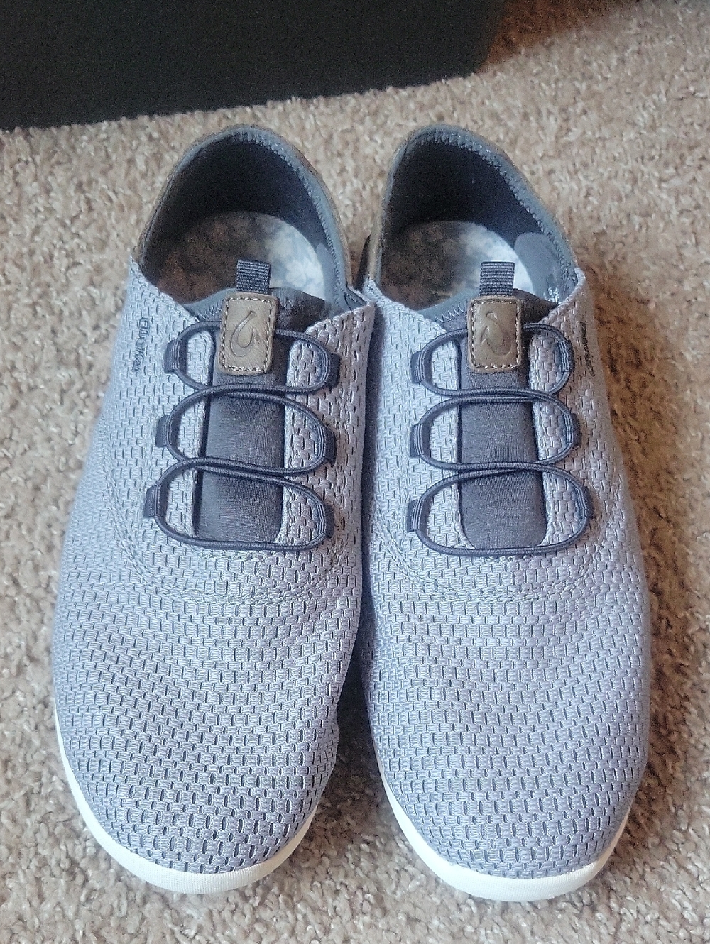 OluKai Men's Gray Knit Slip-Ons